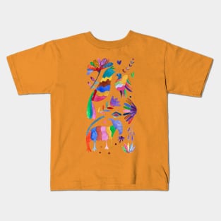 Otomi animals and flowers colorful Kids T-Shirt